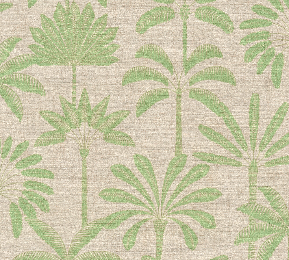 Modern Palm Tree Beige and Green Wallpaper – Cuba II