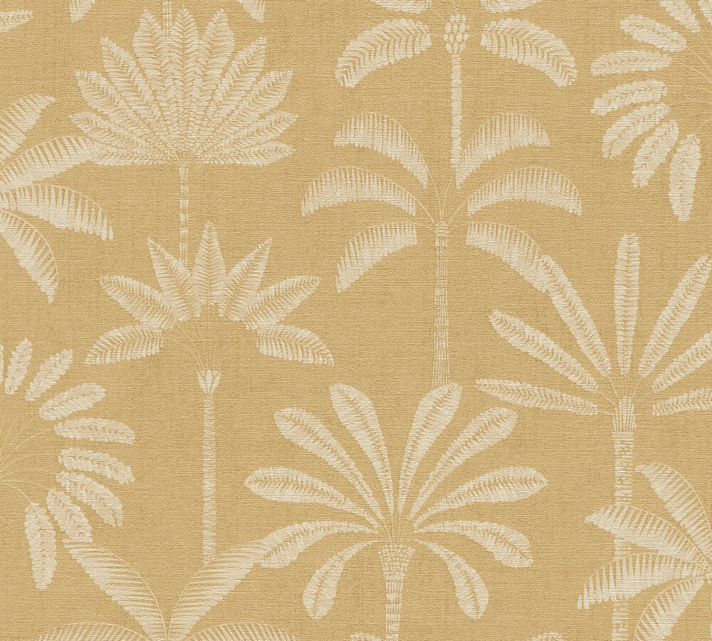 Modern Palm Tree Beige and Gold Wallpaper – Cuba II